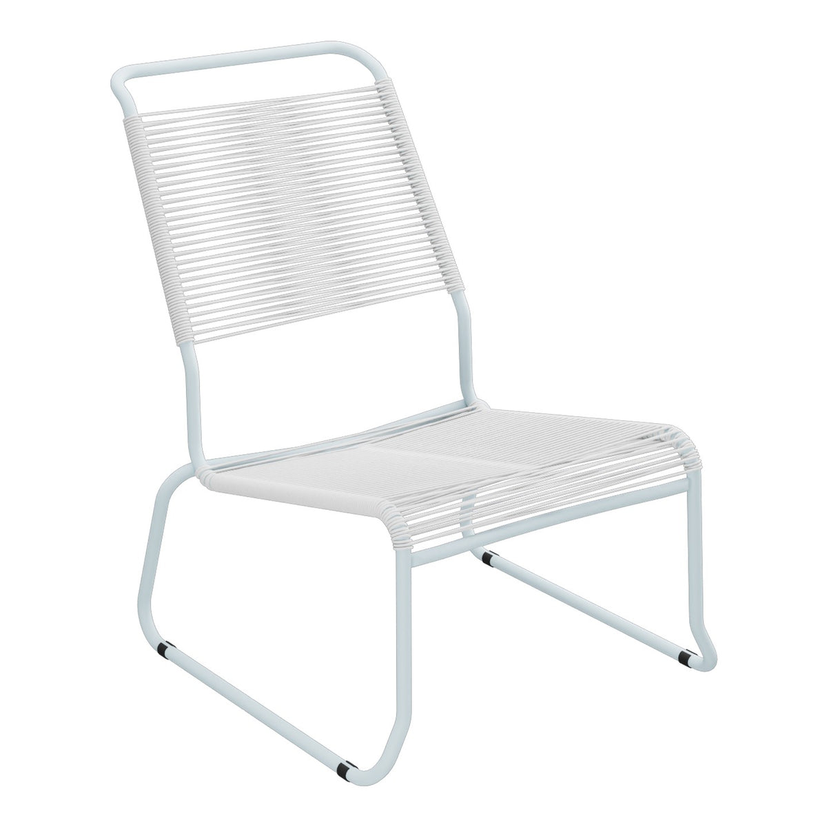 Schaffner Säntis Chaise basse Haut dossier luge Spaghetti – Blanc 90 / Bleu Pastel 51