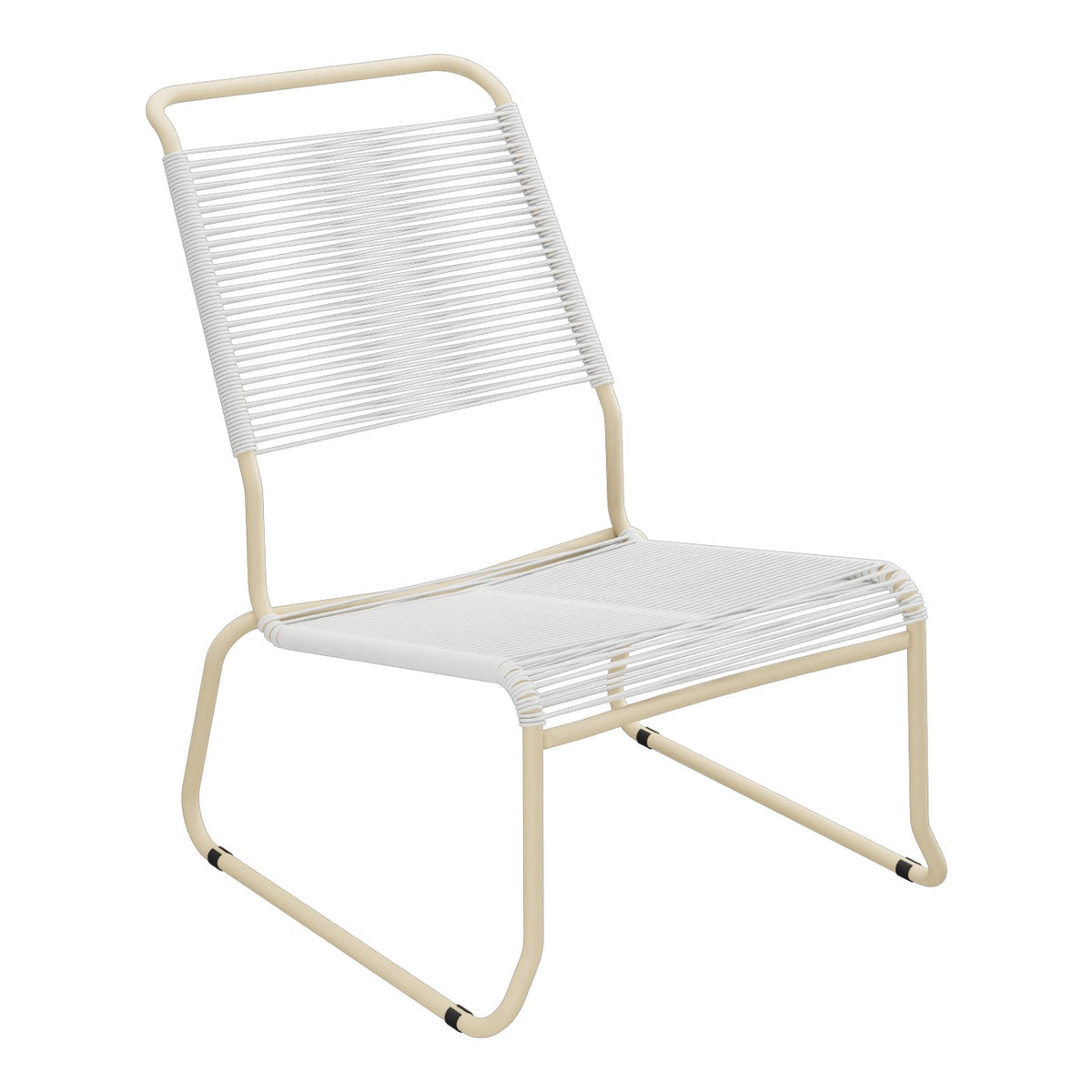 Schaffner Säntis Chaise basse Haut dossier luge Spaghetti – Blanc 90 / Marron Pastel 83