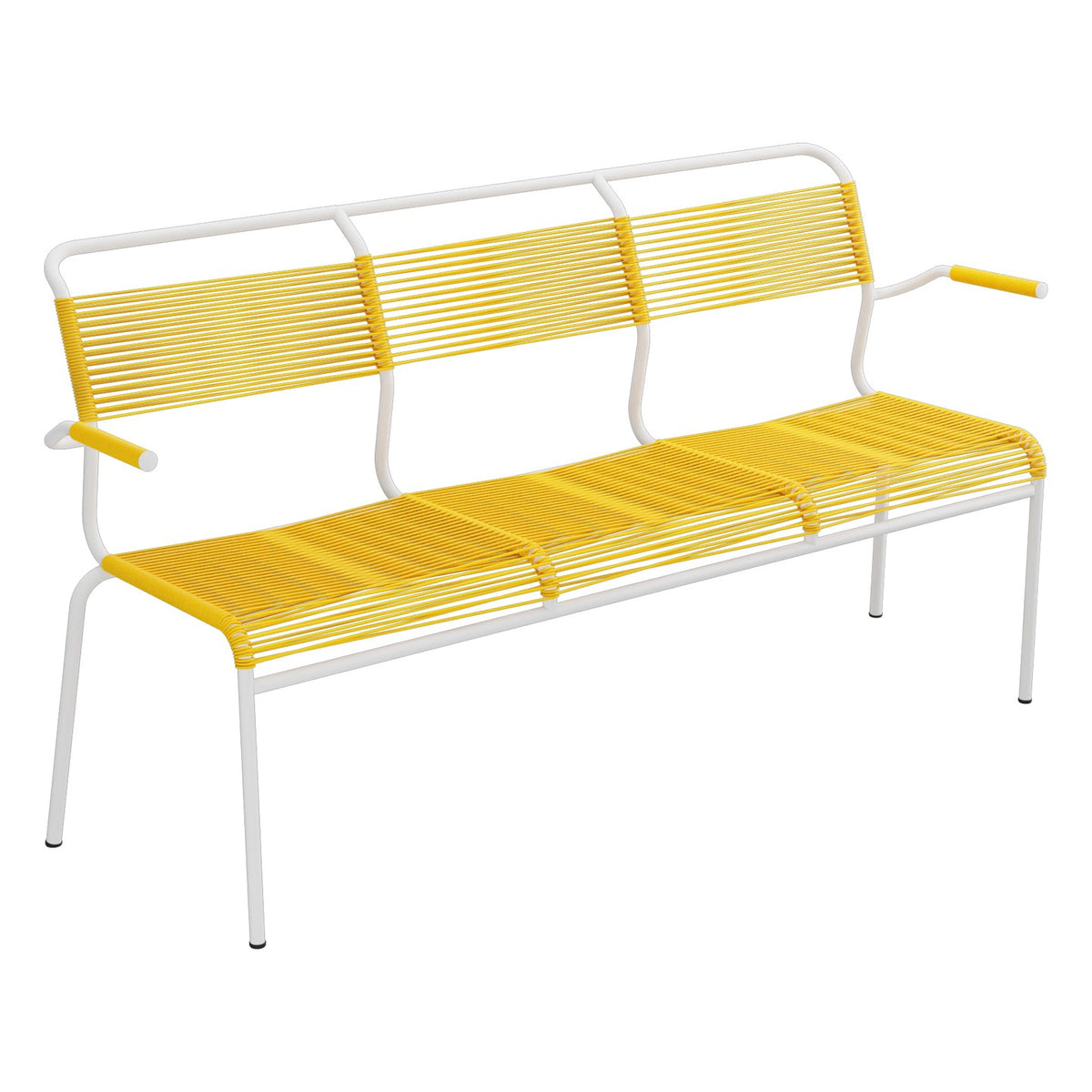 Schaffner Säntis Banc Spaghetti 3 places avec accoudoirs – Jaune 11 / Blanc 90