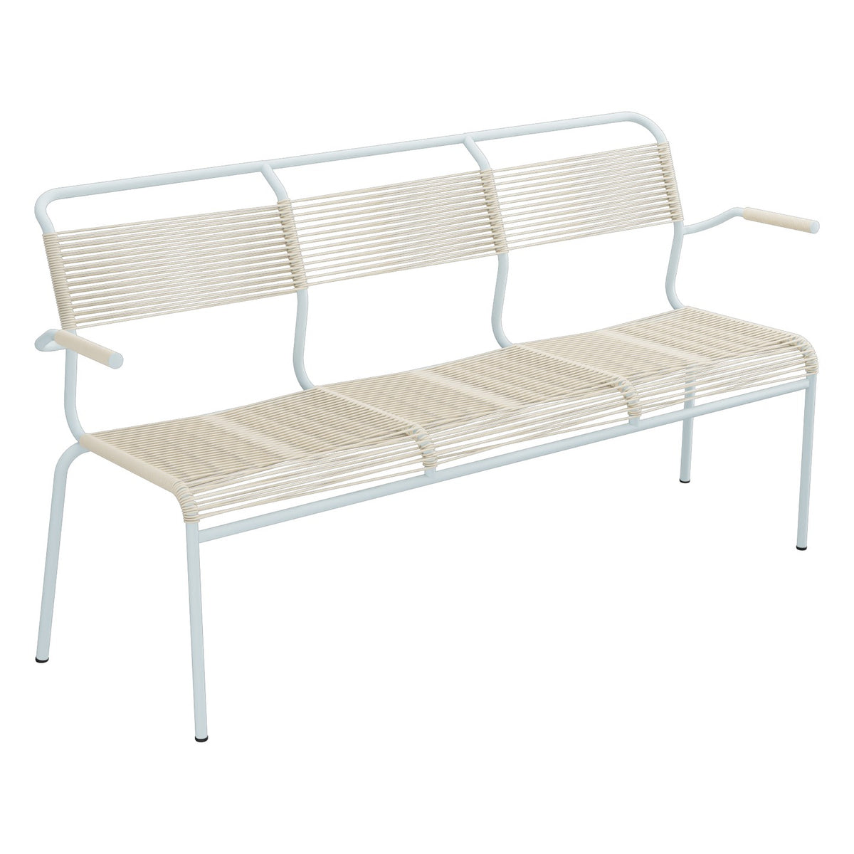 Schaffner Säntis Banc Spaghetti 3 places avec accoudoirs – Sable Pastel 15 / Bleu Pastel 51