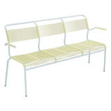 Schaffner Säntis Banc Spaghetti 3 places avec accoudoirs – Jaune Buis 18 / Bleu Pastel 51