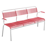 Schaffner Säntis Banc Spaghetti 3 places avec accoudoirs – Rouge Érable 33 / Galvanisé à chaud 02