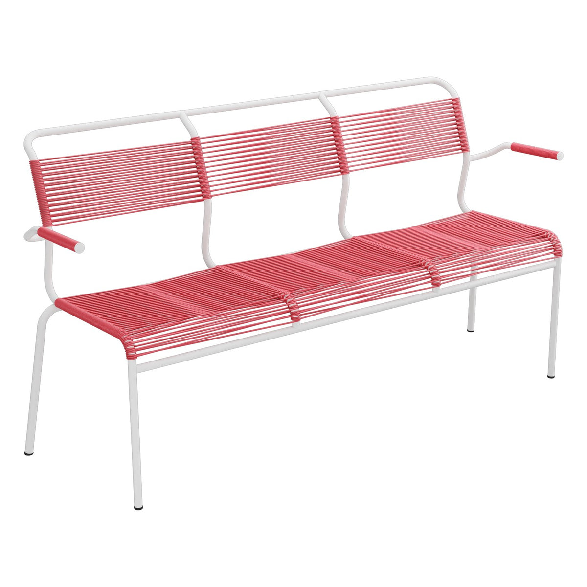 Schaffner Säntis Banc Spaghetti 3 places avec accoudoirs – Rouge Érable 33 / Blanc 90