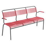 Schaffner Säntis Banc Spaghetti 3 places avec accoudoirs – Rouge Érable 33 / Noir 91