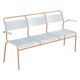 Schaffner Säntis Banc Spaghetti 3 places avec accoudoirs – Bleu Pastel 51 / Terracotta 84