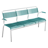Schaffner Säntis Banc Spaghetti 3 places avec accoudoirs – Bleu Kali 56 / Galvanisé à chaud 02