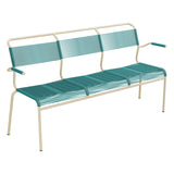 Schaffner Säntis Banc Spaghetti 3 places avec accoudoirs – Bleu Kali 56 / Marron Pastel 83