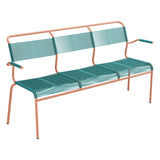 Schaffner Säntis Banc Spaghetti 3 places avec accoudoirs – Bleu Kali 56 / Terracotta 84