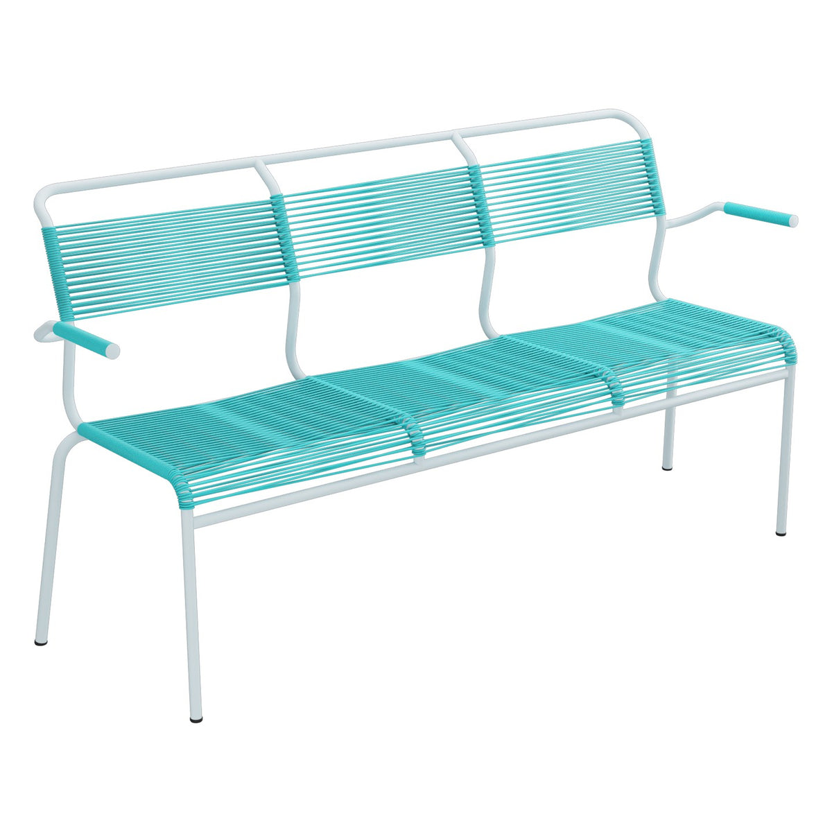 Schaffner Säntis Banc Spaghetti 3 places avec accoudoirs – Turquoise 58 / Bleu Pastel 51