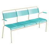 Schaffner Säntis Banc Spaghetti 3 places avec accoudoirs – Turquoise 58 / Marron Pastel 83