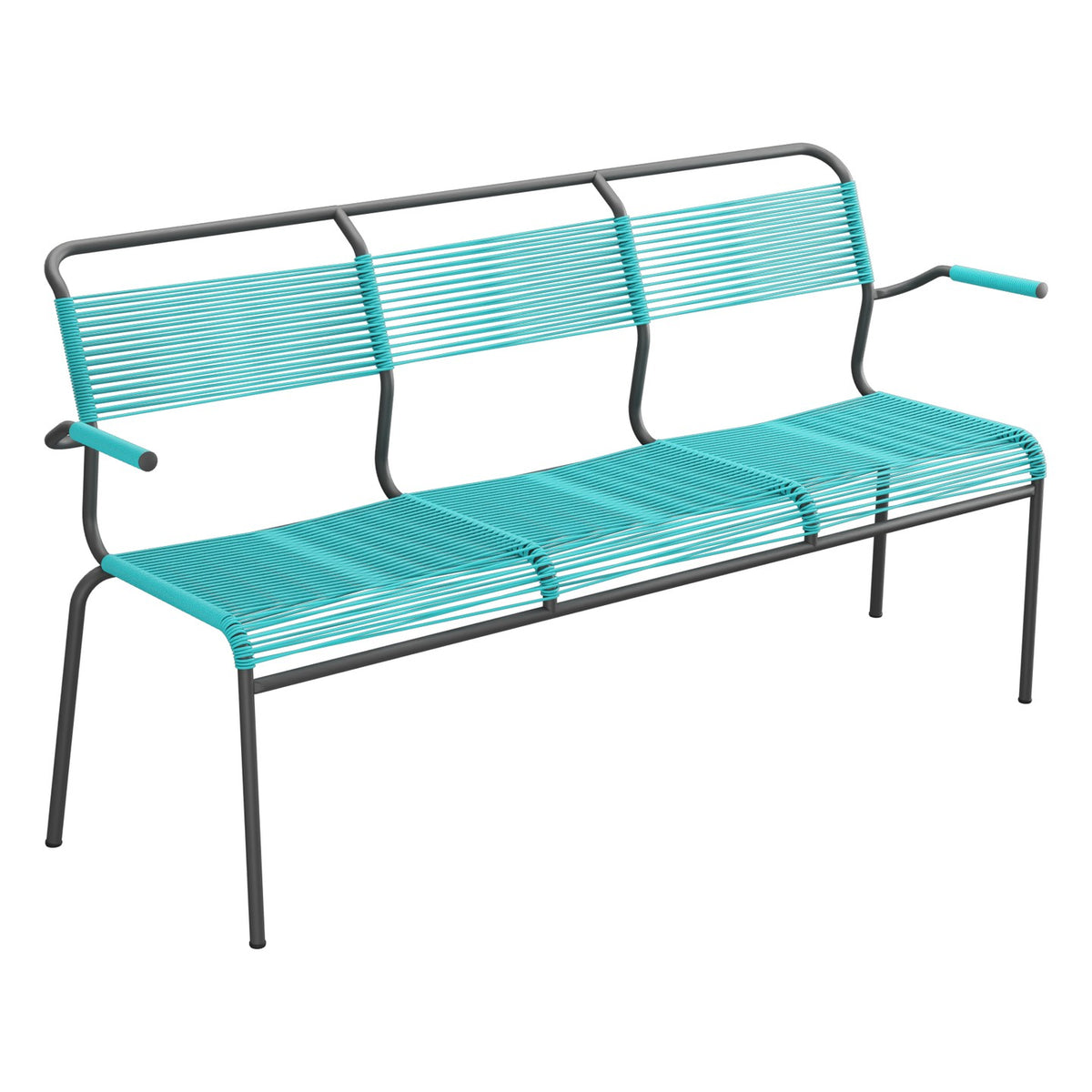 Schaffner Säntis Banc Spaghetti 3 places avec accoudoirs – Turquoise 58 / Noir 91