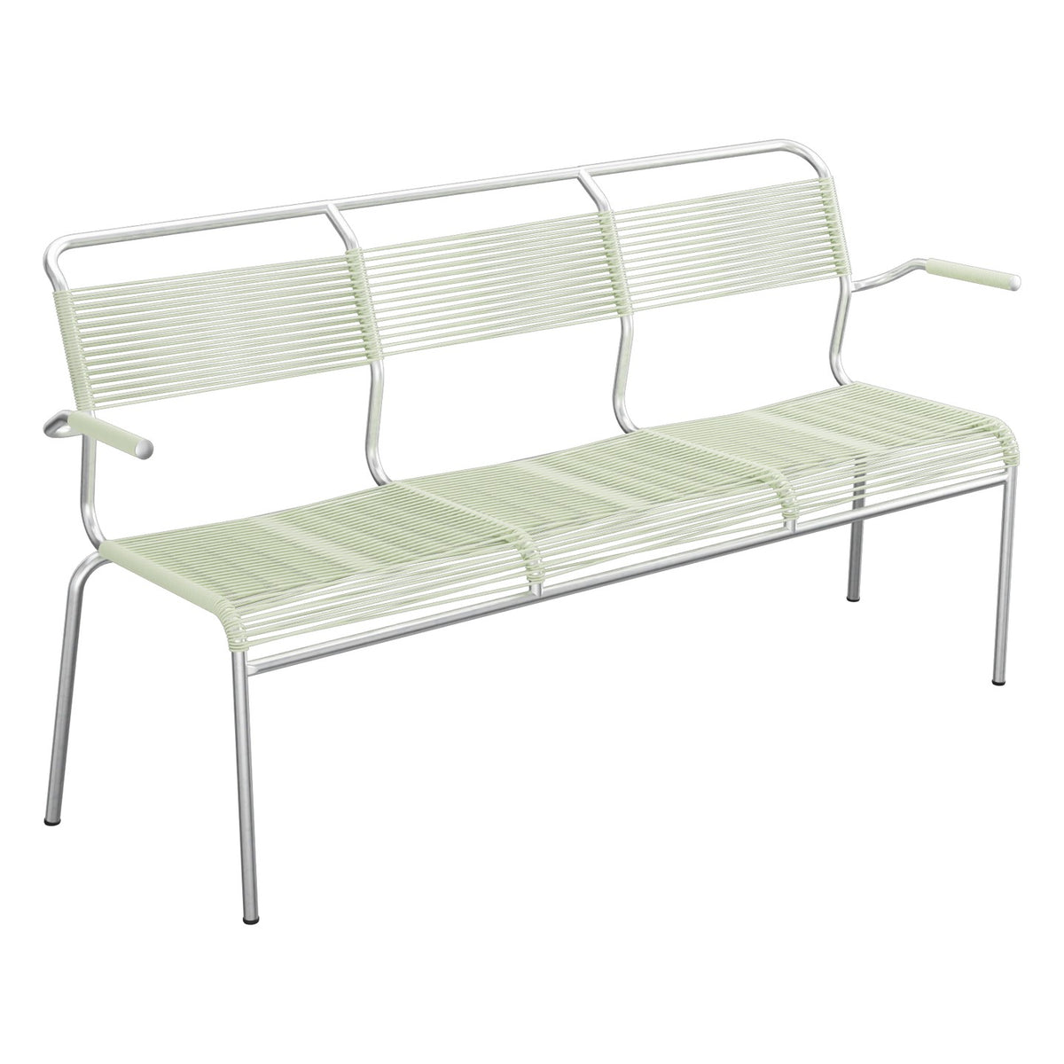 Schaffner Säntis Banc Spaghetti 3 places avec accoudoirs – Vert Pastel 64 / Galvanisé à chaud 02