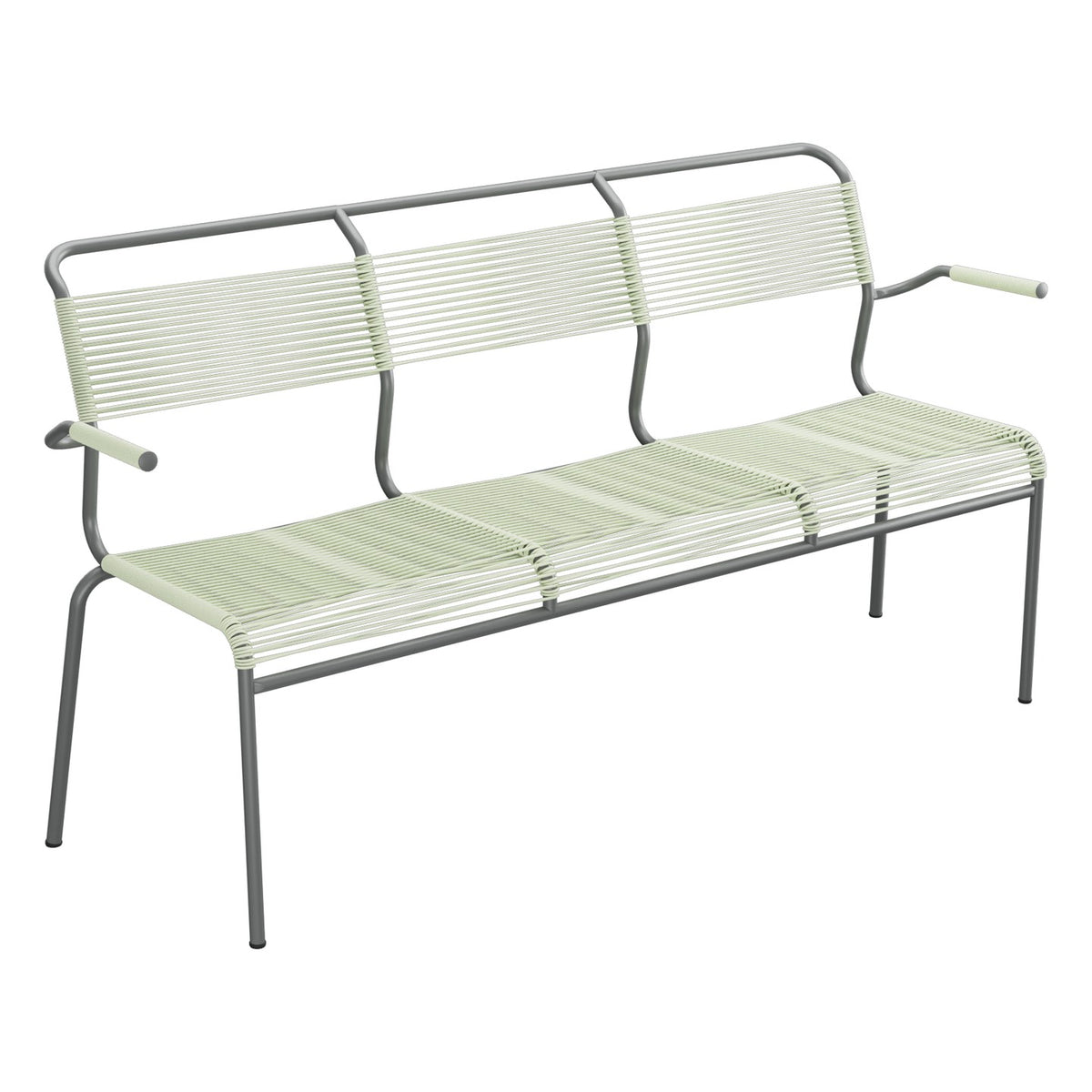 Schaffner Säntis Banc Spaghetti 3 places avec accoudoirs – Vert Pastel 64 / Graphite 73