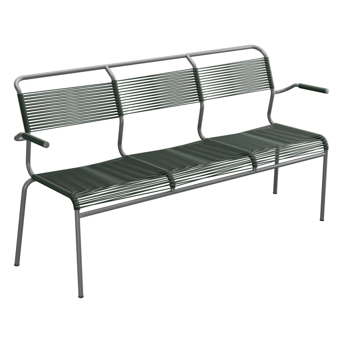 Schaffner Säntis Banc Spaghetti 3 places avec accoudoirs – Vert Sapin 66 / Graphite 73