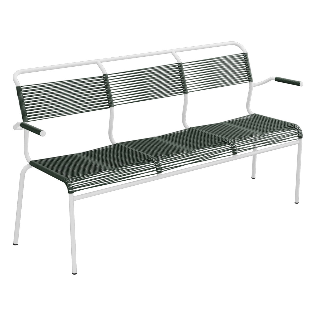 Schaffner Säntis Banc Spaghetti 3 places avec accoudoirs – Vert Sapin 66 / Blanc 90