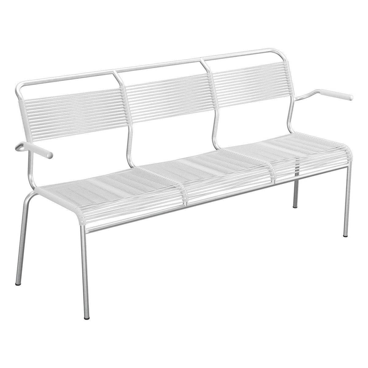 Schaffner Säntis Banc Spaghetti 3 places avec accoudoirs – Blanc 90 / Galvanisé à chaud 02