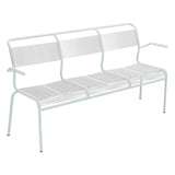 Schaffner Säntis Banc Spaghetti 3 places avec accoudoirs – Blanc 90 / Bleu Pastel 51