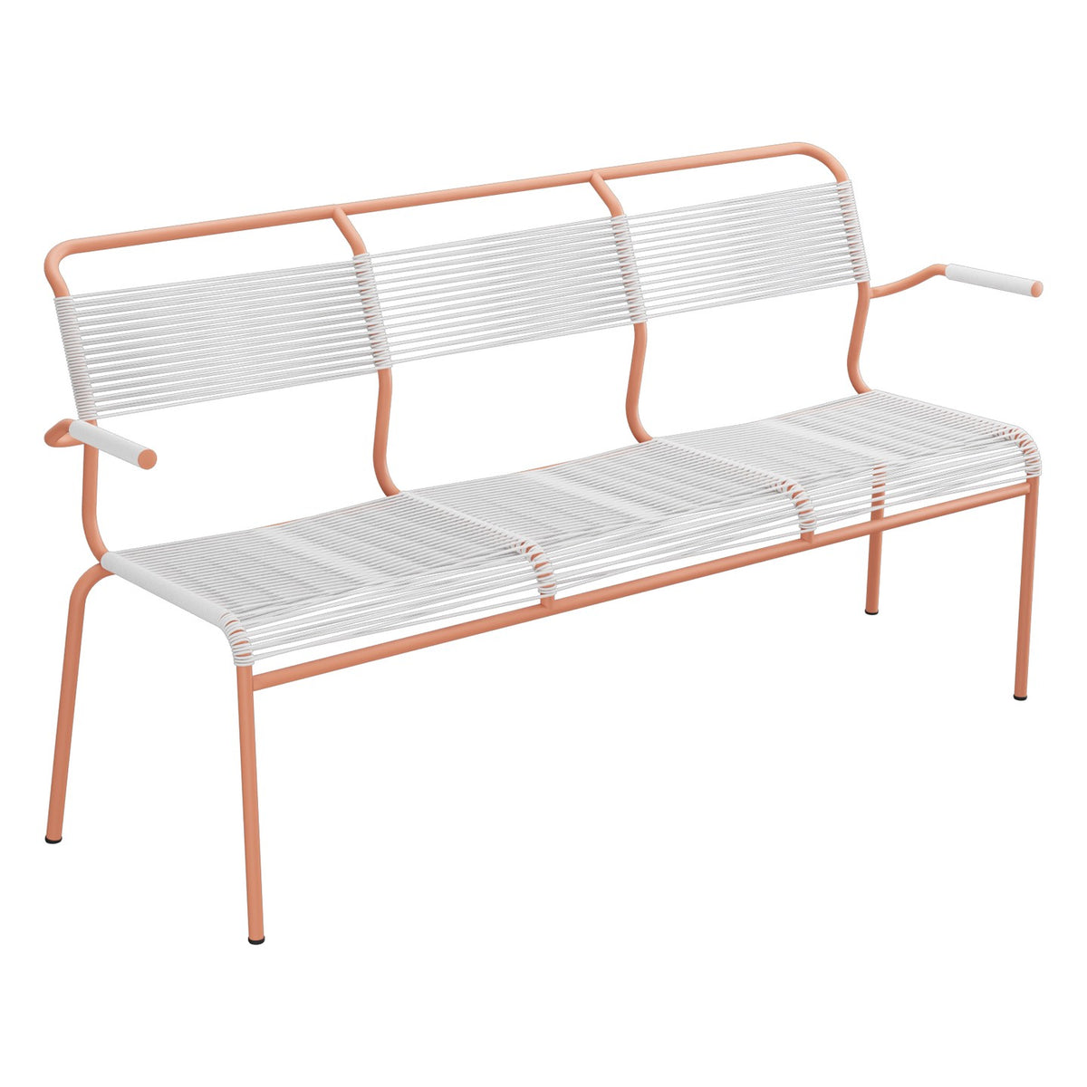 Schaffner Säntis Banc Spaghetti 3 places avec accoudoirs – Blanc 90 / Terracotta 84