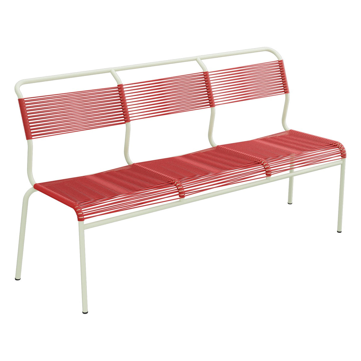 Schaffner Säntis Banc Spaghetti 3 places sans accoudoirs – Rouge 30 / Vert Pastel 64