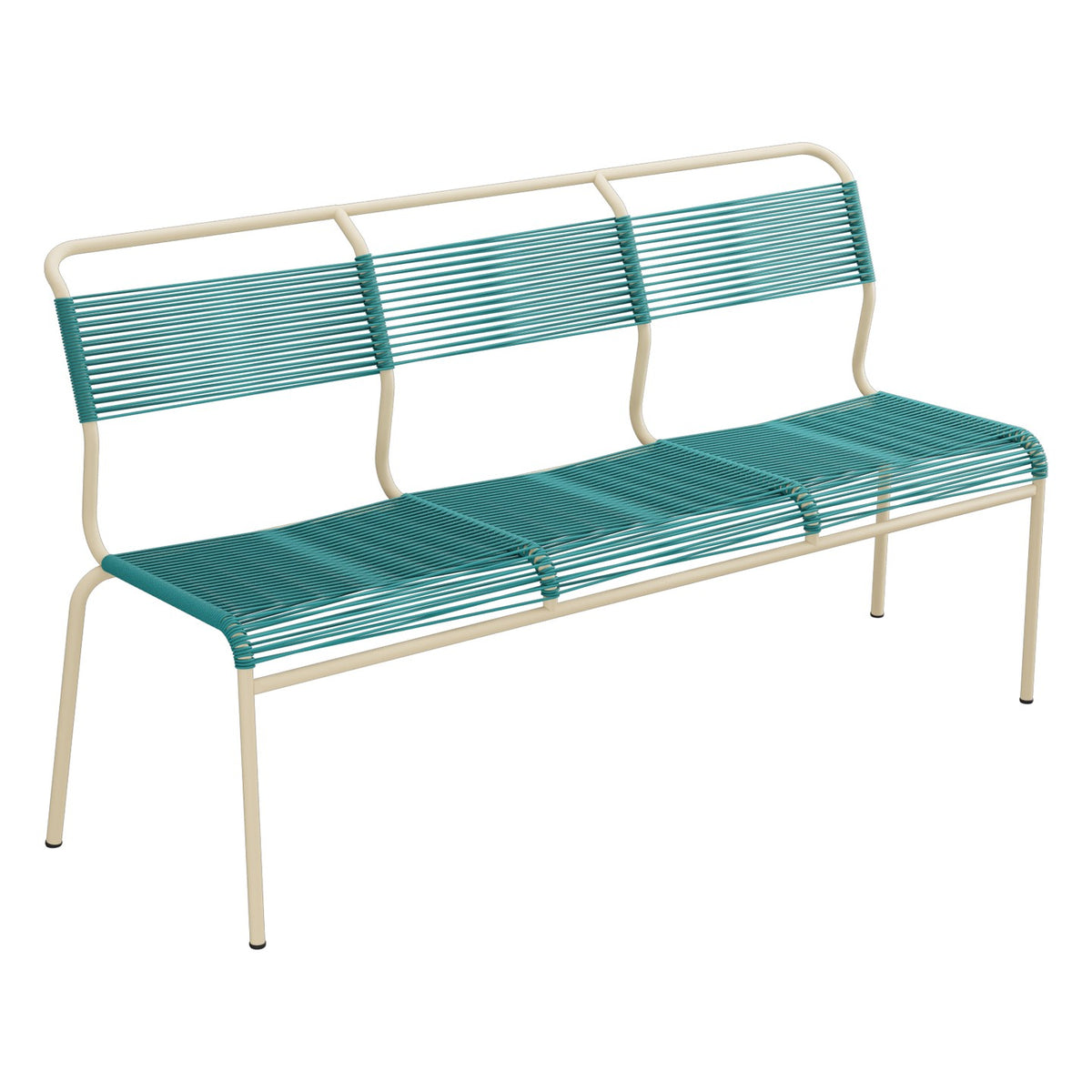 Schaffner Säntis Banc Spaghetti 3 places sans accoudoirs – Bleu Kali 56 / Marron Pastel 83