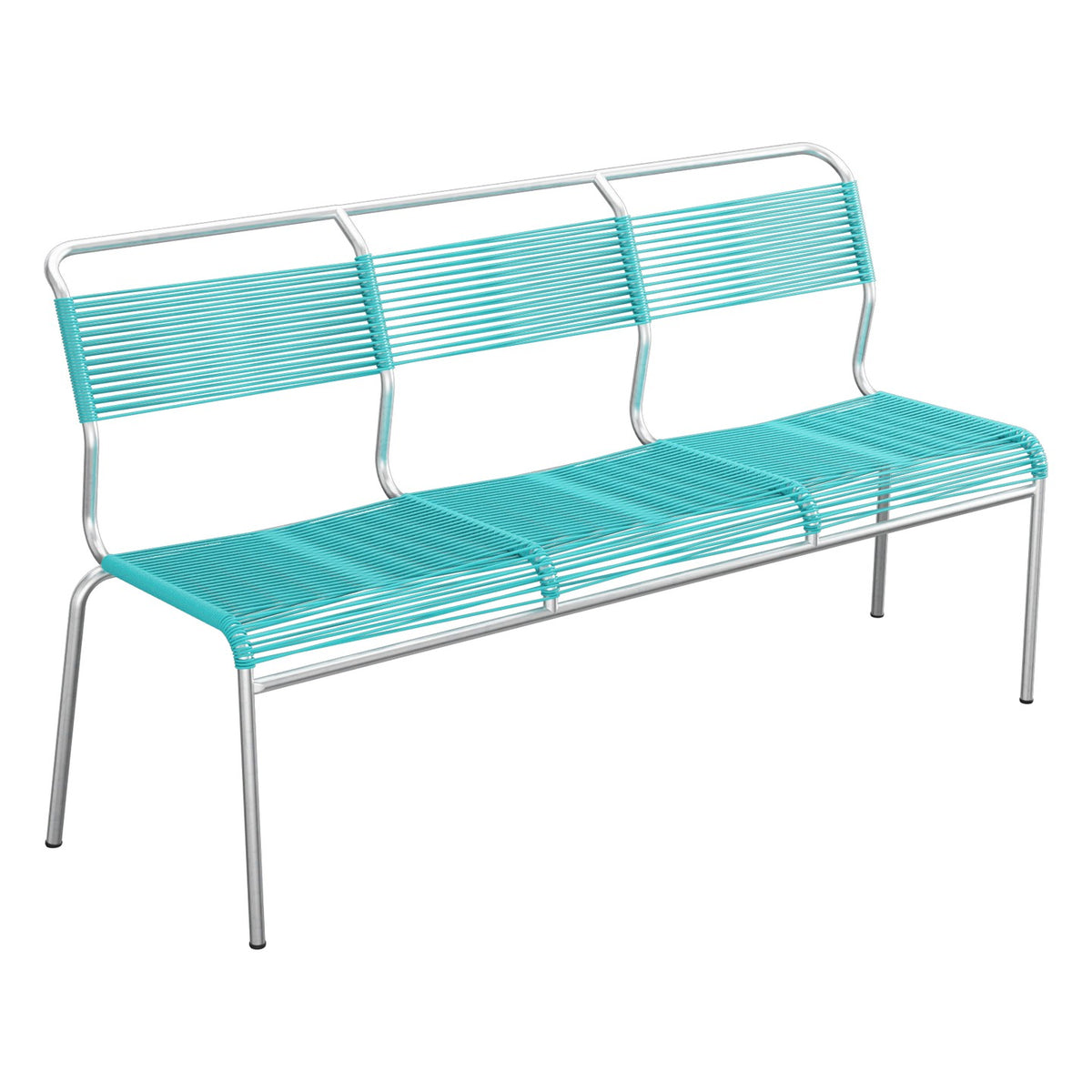 Schaffner Säntis Banc Spaghetti 3 places sans accoudoirs – Turquoise 58 / Galvanisé à chaud 02