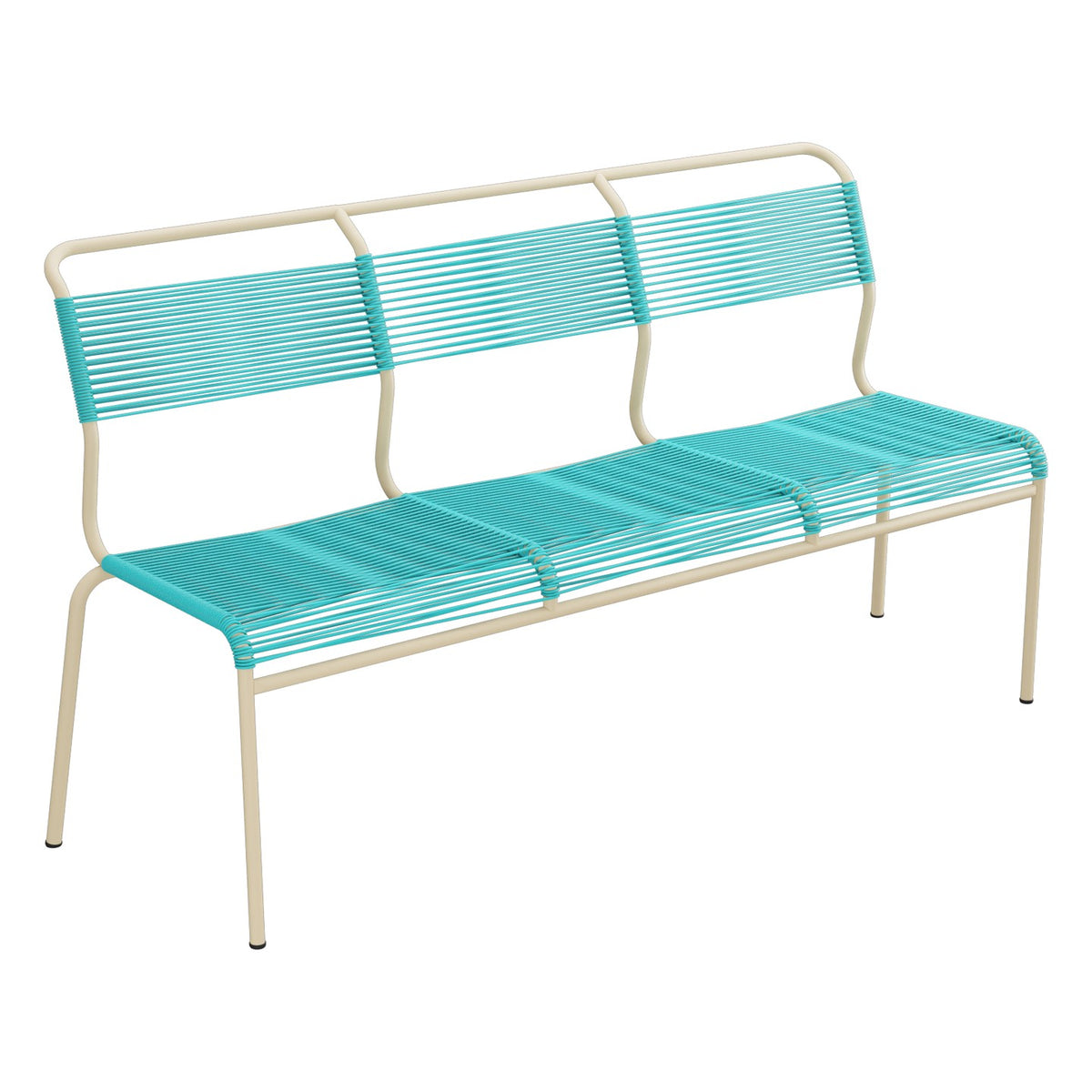 Schaffner Säntis Banc Spaghetti 3 places sans accoudoirs – Turquoise 58 / Marron Pastel 83