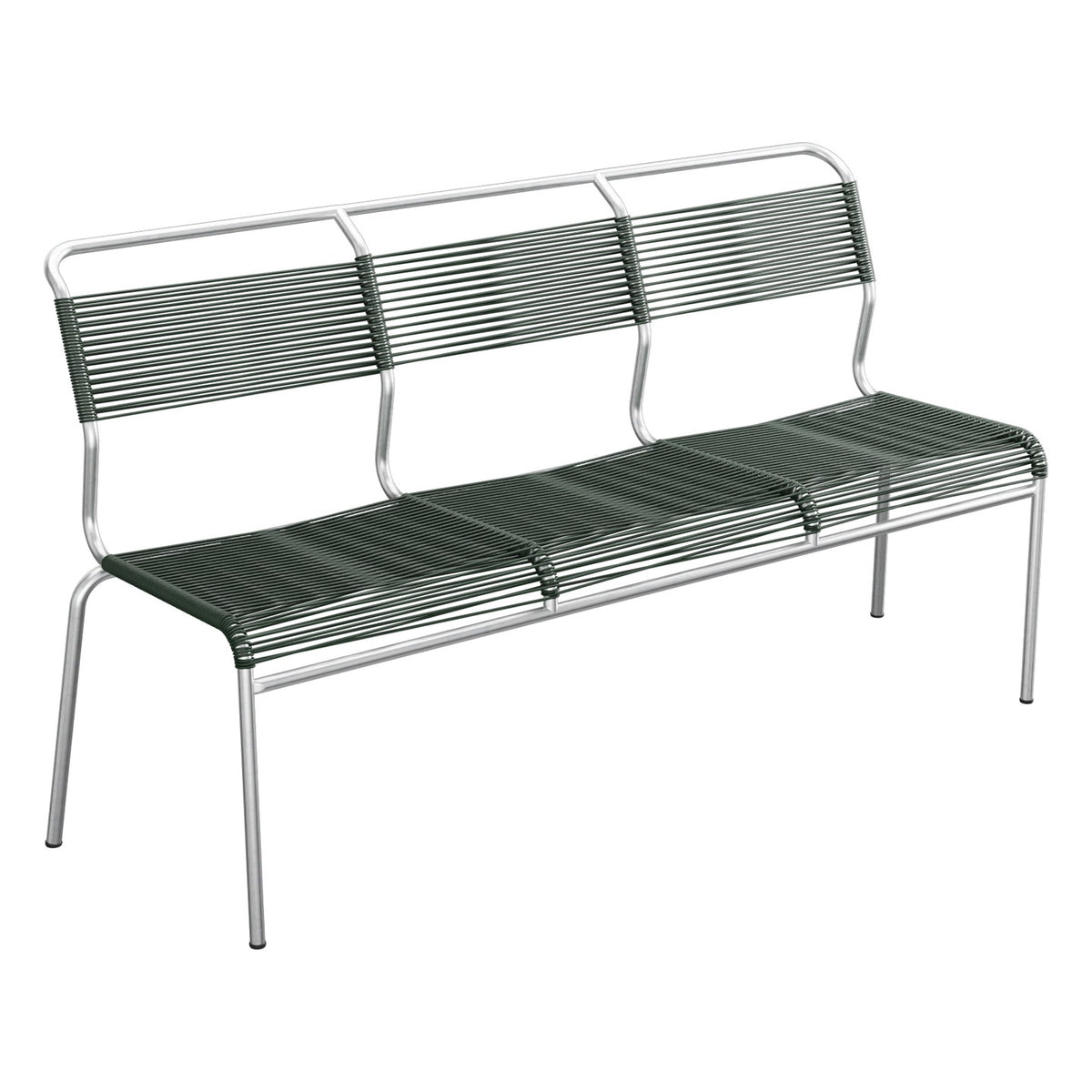 Schaffner Säntis Banc Spaghetti 3 places sans accoudoirs – Vert Sapin 66 / Galvanisé à chaud 02
