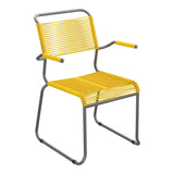 Schaffner Säntis Fauteuil repas Spaghetti pieds en luge – Jaune 11 / Graphite 73