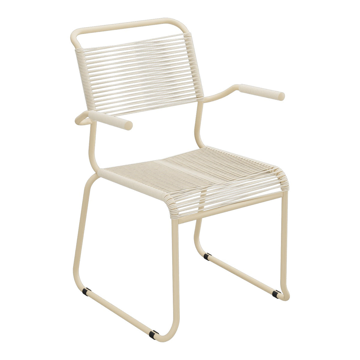 Schaffner Säntis Fauteuil repas Spaghetti pieds en luge – Sable Pastel 15 / Marron Pastel 83