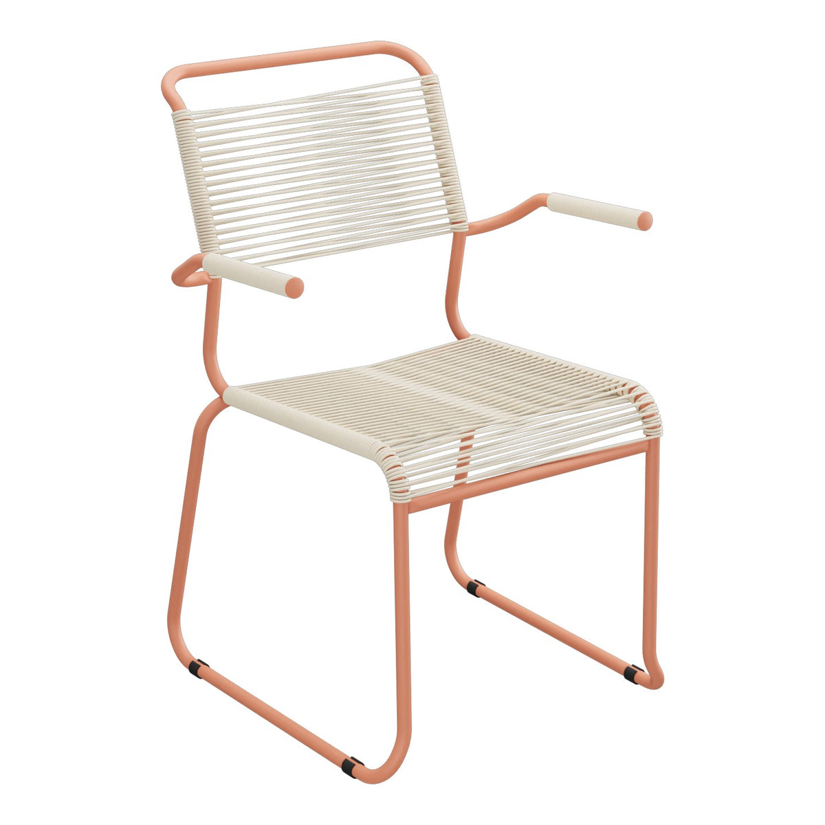 Schaffner Säntis Fauteuil repas Spaghetti pieds en luge – Sable Pastel 15 / Terracotta 84