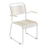 Schaffner Säntis Fauteuil repas Spaghetti pieds en luge – Sable Pastel 15 / Blanc 90