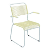 Schaffner Säntis Fauteuil repas Spaghetti pieds en luge – Jaune Buis 18 / Bleu Pastel 51