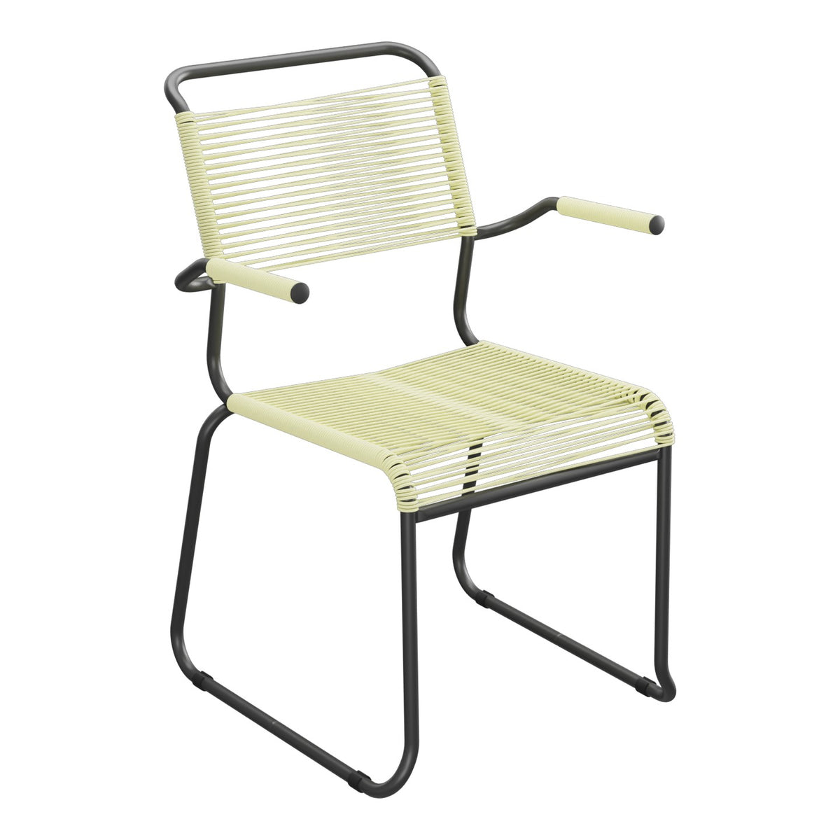 Schaffner Säntis Fauteuil repas Spaghetti pieds en luge – Jaune Buis 18 / Anthracite 77