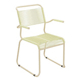 Schaffner Säntis Fauteuil repas Spaghetti pieds en luge – Jaune Buis 18 / Marron Pastel 83