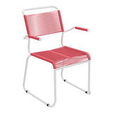 Schaffner Säntis Fauteuil repas Spaghetti pieds en luge – Rouge Érable 33 / Blanc 90