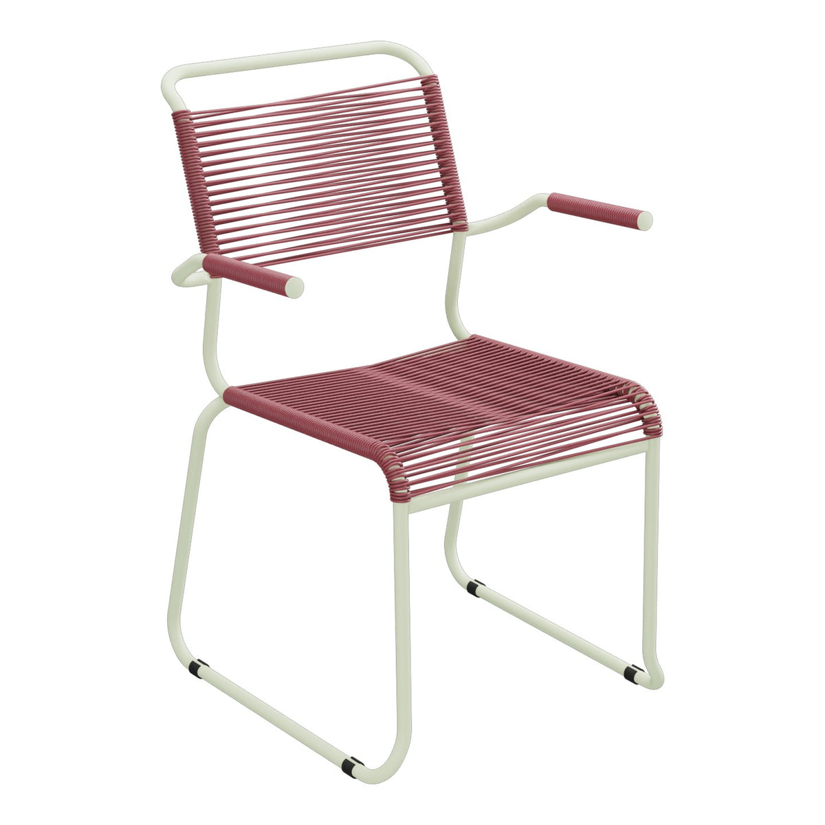 Schaffner Säntis Fauteuil repas Spaghetti pieds en luge – Bordeaux 38 / Vert Pastel 64