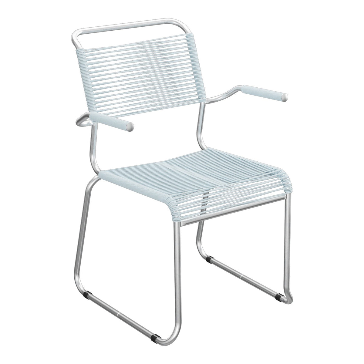 Schaffner Säntis Fauteuil repas Spaghetti pieds en luge – Bleu Pastel 51 / Galvanisé à chaud 02