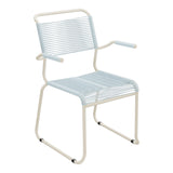 Schaffner Säntis Fauteuil repas Spaghetti pieds en luge – Bleu Pastel 51 / Sable Pastel 15