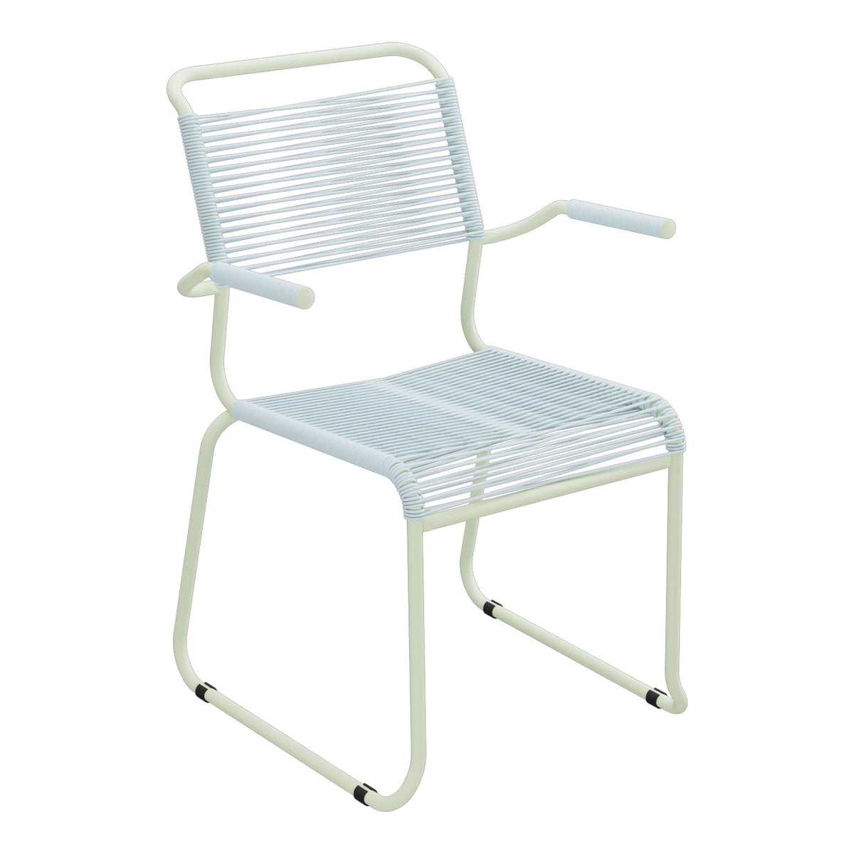 Schaffner Säntis Fauteuil repas Spaghetti pieds en luge – Bleu Pastel 51 / Vert Pastel 64