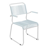 Schaffner Säntis Fauteuil repas Spaghetti pieds en luge – Bleu Pastel 51 / Gris Argent 78