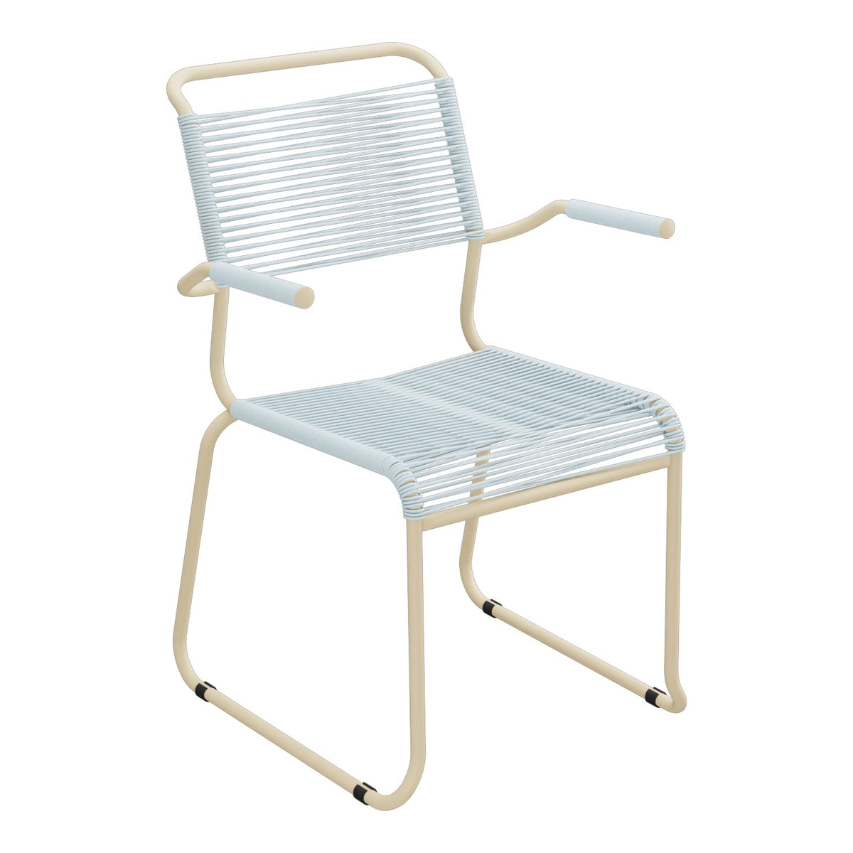 Schaffner Säntis Fauteuil repas Spaghetti pieds en luge – Bleu Pastel 51 / Marron Pastel 83