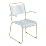 Schaffner Säntis Fauteuil repas Spaghetti pieds en luge – Bleu Pastel 51 / Marron Pastel 83