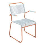 Schaffner Säntis Fauteuil repas Spaghetti pieds en luge – Bleu Pastel 51 / Terracotta 84