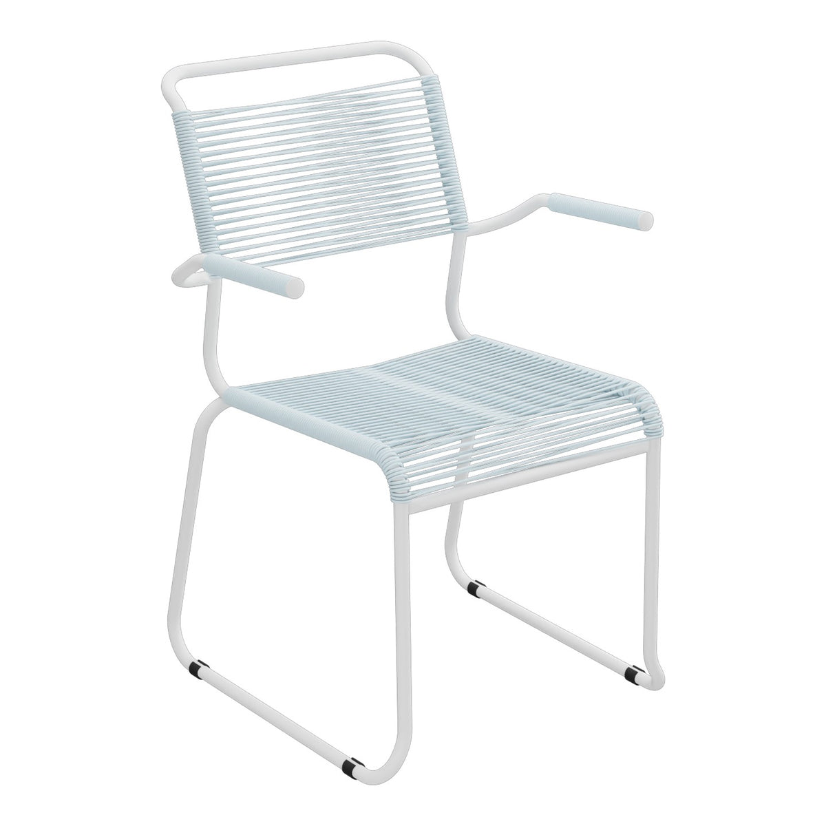 Schaffner Säntis Fauteuil repas Spaghetti pieds en luge – Bleu Pastel 51 / Blanc 90