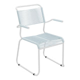 Schaffner Säntis Fauteuil repas Spaghetti pieds en luge – Bleu Pastel 51 / Blanc 90