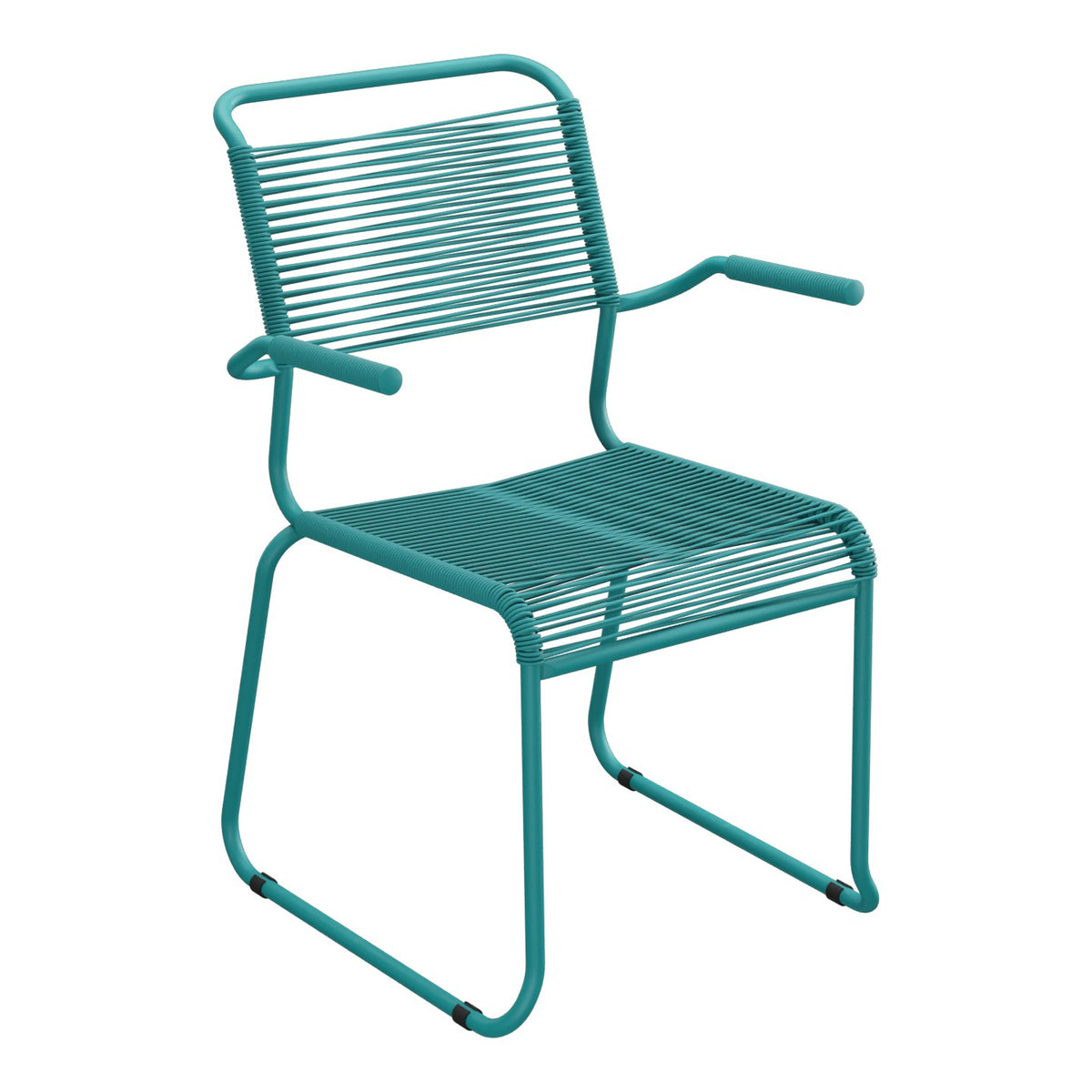 Schaffner Säntis Fauteuil repas Spaghetti pieds en luge – Bleu Kali 56 / Bleu Kali 56
