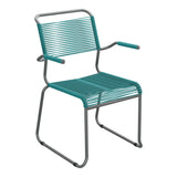 Schaffner Säntis Fauteuil repas Spaghetti pieds en luge – Bleu Kali 56 / Graphite 73