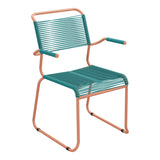 Schaffner Säntis Fauteuil repas Spaghetti pieds en luge – Bleu Kali 56 / Terracotta 84