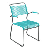 Schaffner Säntis Fauteuil repas Spaghetti pieds en luge – Turquoise 58 / Graphite 73