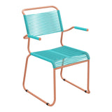 Schaffner Säntis Fauteuil repas Spaghetti pieds en luge – Turquoise 58 / Terracotta 84